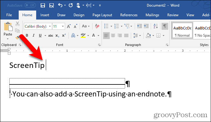 Cum să lucrați cu sfaturi pentru ecran în Microsoft Word