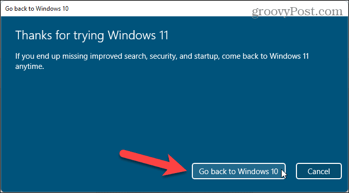 Windows 11 のインストール後に Windows 10 にロールバックする方法