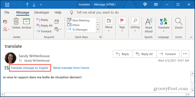 Cum să traduceți e-mailurile primite în Microsoft Outlook