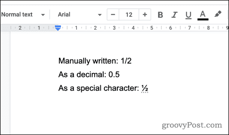 Как писать дроби в Google Docs