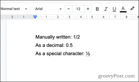 Come scrivere frazioni in Google Docs