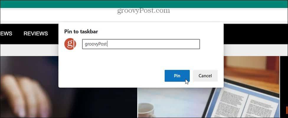Fixați site-uri web în bara de activități Windows din Microsoft Edge