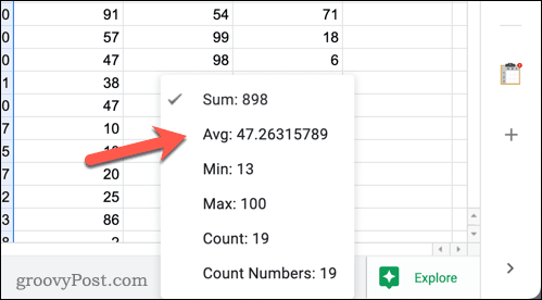 Как рассчитать средние значения в Google Sheets