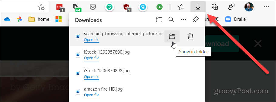 Faceți Microsoft Edge Show Descărcări în partea de jos a browserului