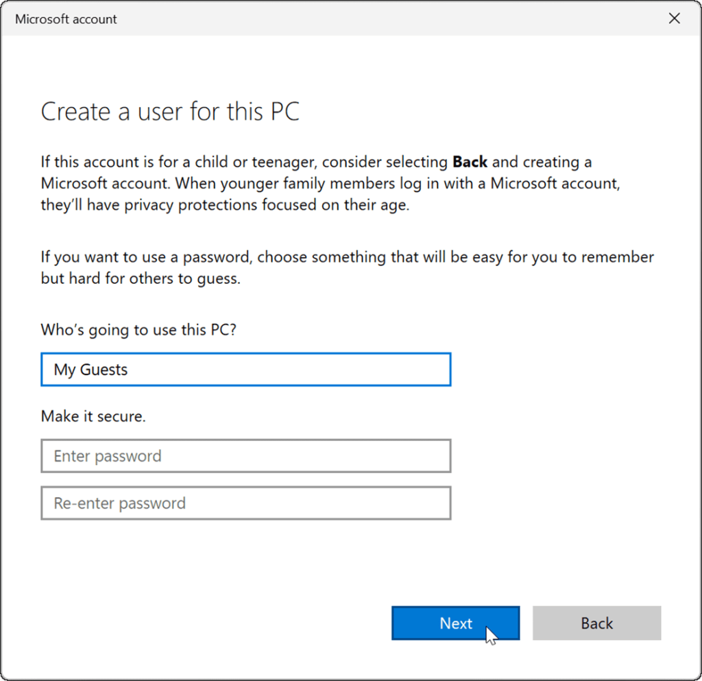 Как создать гостевую учетную запись в Windows 11