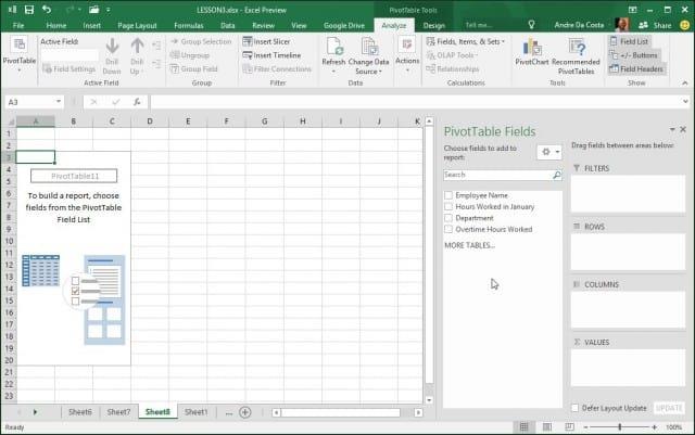 Como criar uma tabela dinâmica no Microsft Excel