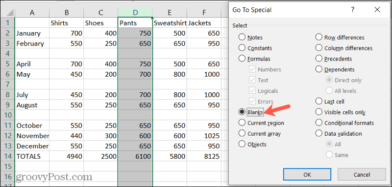 Microsoft Excel에서 빈 행을 찾고 삭제하는 방법