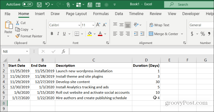 Excel'de Gantt Grafiği Nasıl Oluşturulur