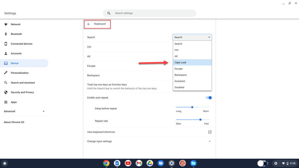 Chromebook에서 Caps Lock을 켜거나 끄는 방법