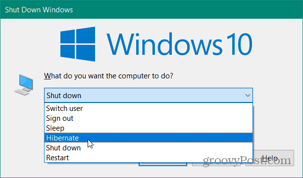 Slaapstand inschakelen op Windows 10