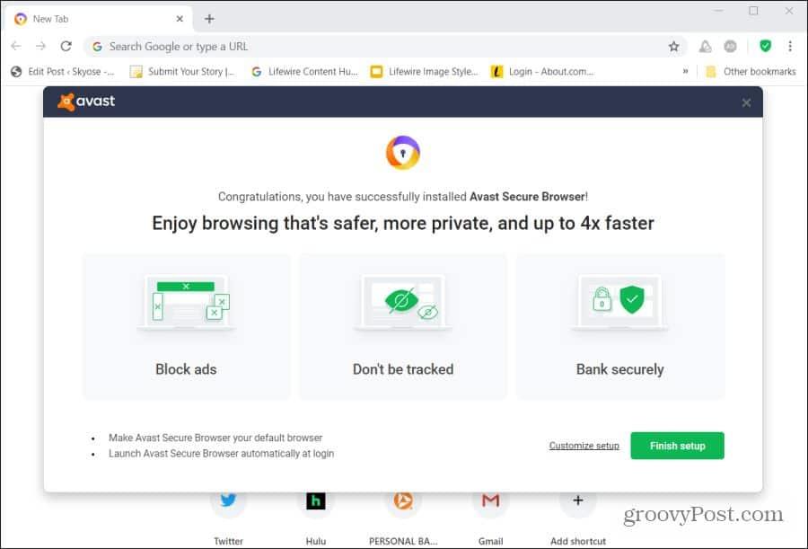 Avast 安全瀏覽器並不比 Chrome 好，這是一件好事