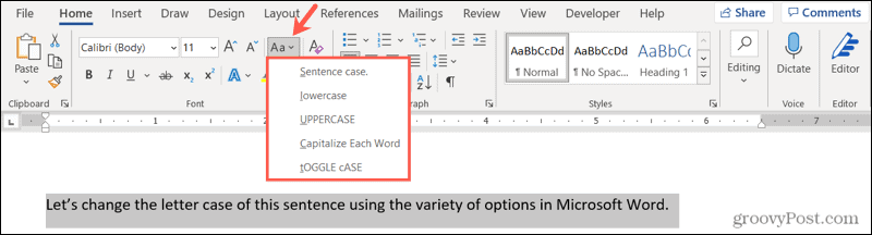 Microsoft Word에서 대문자 또는 대소문자를 변경하는 방법