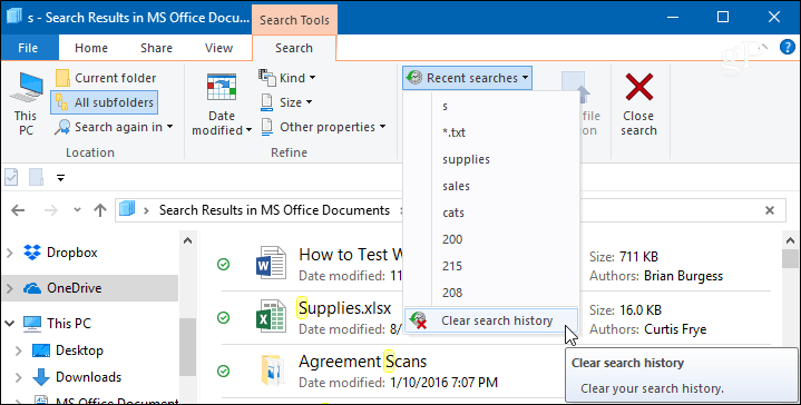 Como limpar, excluir ou desativar o histórico de pesquisa do Windows 10 File Explorer