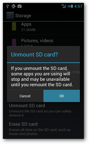 Как размонтировать SD-карту Android перед ее извлечением