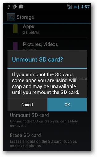 كيفية إلغاء تحميل بطاقة Android SD قبل إزالتها