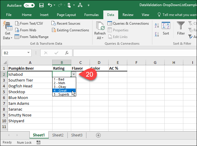 Cum se creează liste drop-down utilizând validarea datelor în Microsoft Excel