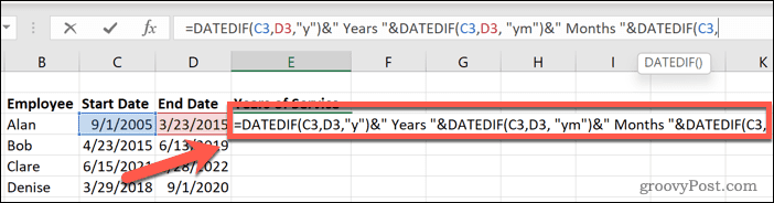Hoe dienstjaren in Excel te berekenen