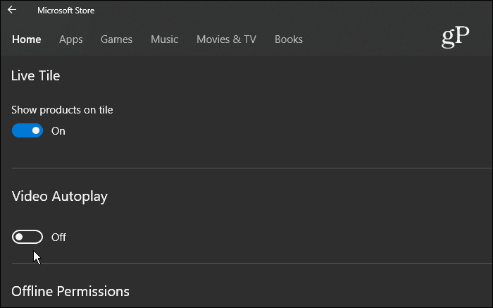 Windows 10 Microsoft Mağazasında Video Otomatik Oynatmayı Devre Dışı Bırakma