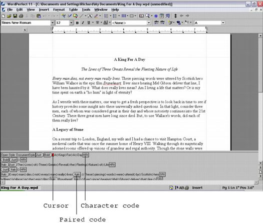 WordPerfect 11에서 코드 크래킹 WordPerfect 11에서 코드 크래킹