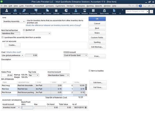 使用 QuickBooks 管理製造公司的庫存