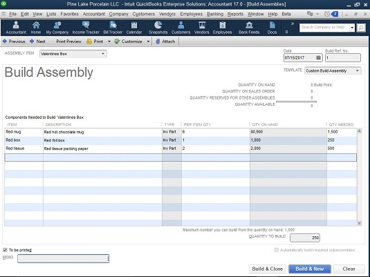 使用 QuickBooks 管理製造公司的庫存