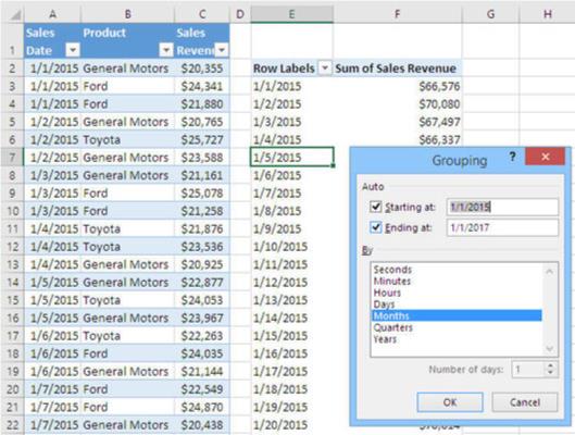 Raggruppamento di record in tabelle pivot di Excel