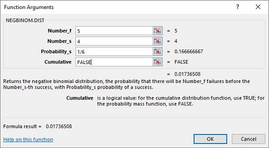 Funzioni del foglio di lavoro Excel per la distribuzione binomiale