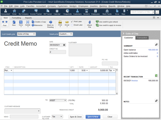 Cara Mempersiapkan Memo Kredit di QuickBooks 2021