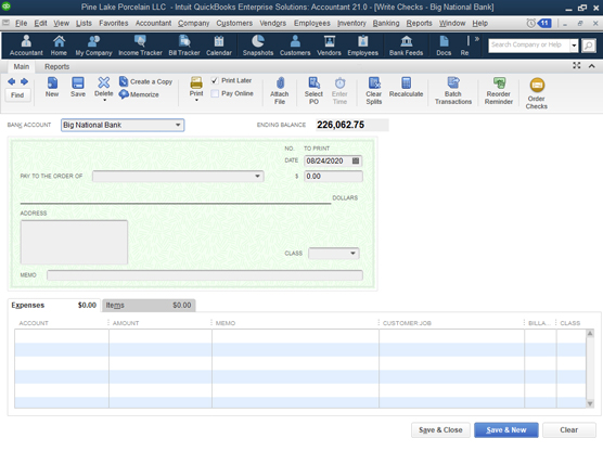 Cách viết séc từ QuickBooks 2021