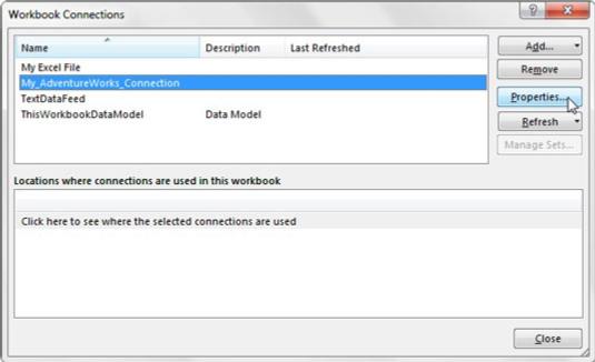 Aggiorna e gestisci le connessioni dati esterne PowerPivot