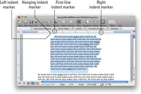 Como definir recuos no Word 2008 para Mac