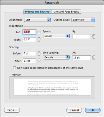 Word 2011 forMacで段落全体をフォーマットする方法
