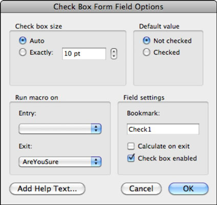 Word 2011 für Mac: Hinzufügen von Kontrollkästchen zu Formularen
