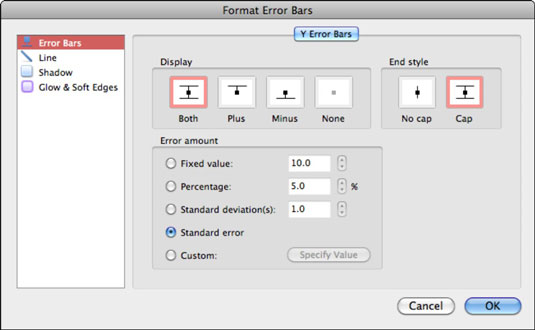 Mac용 Excel 2011: 차트에 추세선, 오차 막대 추가