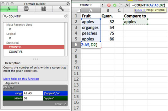 Excel pour Mac 2011 : créer des formules avec Formula Builder