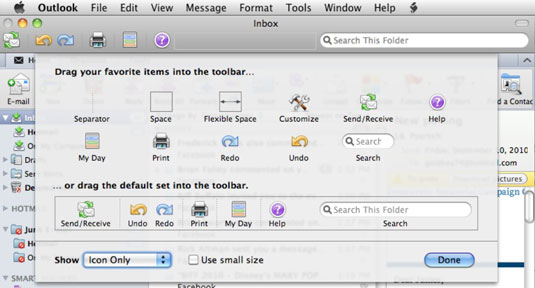 Office 2011 forMacのOutlookツールバーをカスタマイズする