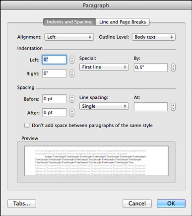 So passen Sie den Abstand in Word 2011 für Mac an