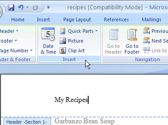 Comment modifier un en-tête ou un pied de page dans Word 2007