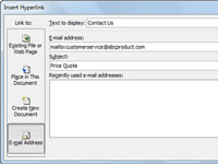 Come inserire un collegamento per inviare un'e-mail in un foglio di lavoro di Excel 2010