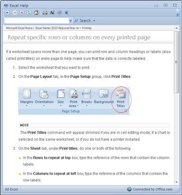 Come ottenere assistenza in Excel 2010