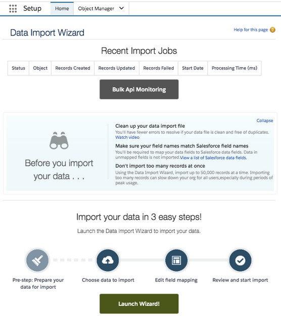 Options de migration des données vers Salesforce