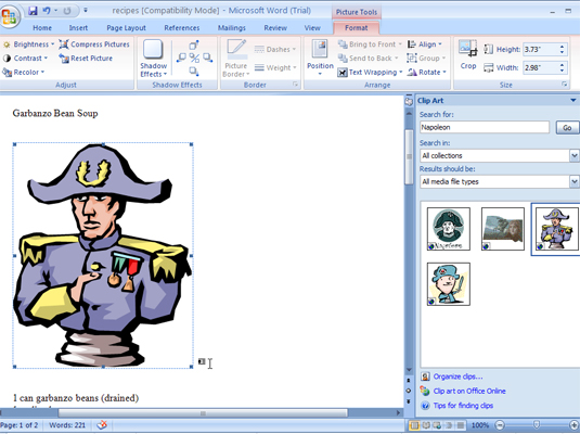 Comment ajouter des images clipart à un document Word 2007