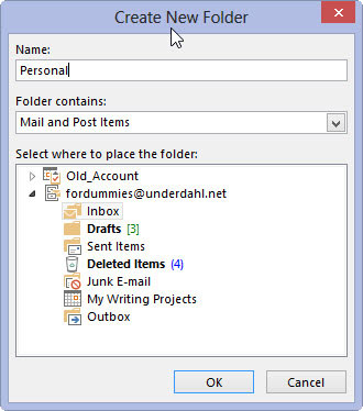 Como criar uma nova pasta de correio no Outlook 2013