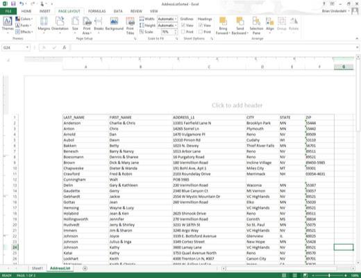 Come creare unintestazione o un piè di pagina personalizzati in Excel 2013