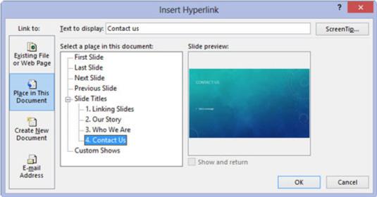 So erstellen Sie einen Hyperlink zu einer anderen PowerPoint 2013-Folie