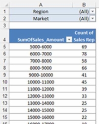 Excel Panoları için Pivot Tablolu Histogram Oluşturma