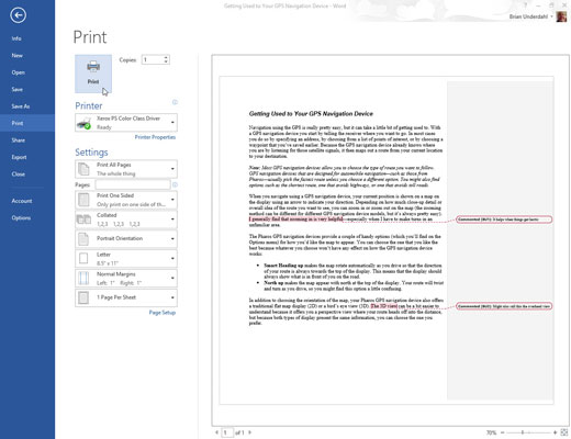 Cómo imprimir comentarios en Word 2013