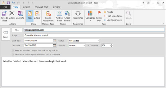 Cómo asignar tareas en Outlook 2013