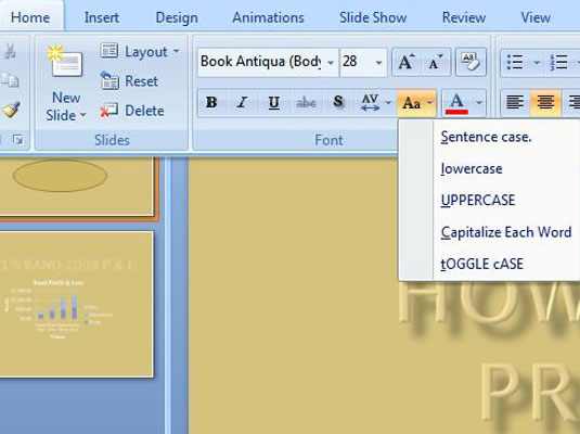 Comment corriger les majuscules dans PowerPoint 2007