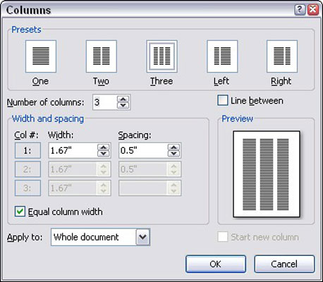 Come rimuovere il formato della colonna in Word 2007